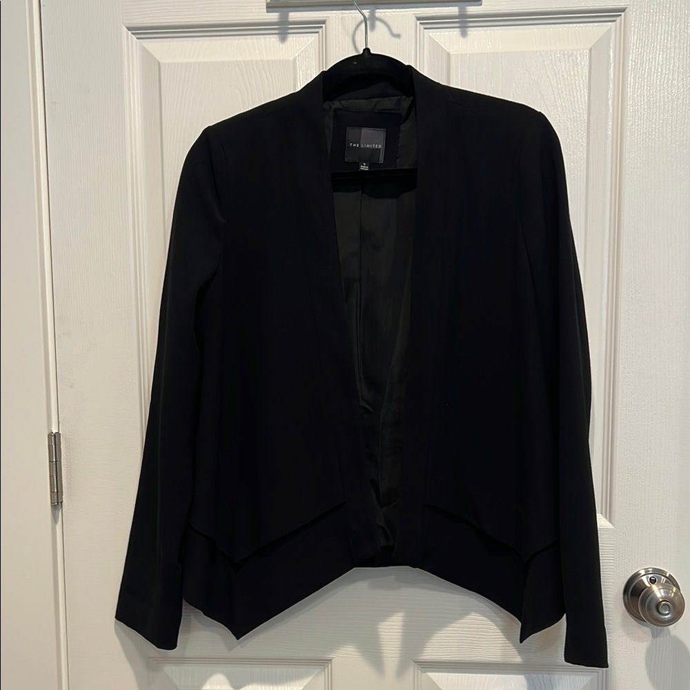 The Limited Black Crepe Blazer Modern Open Front Suit Jacket